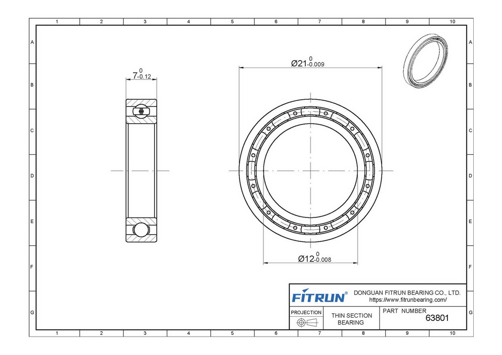 S63801 Thin Section Stainless Steel Ball Bearing Drawing