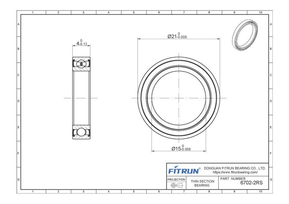 S6702-2RS sealed thin section bearing drawing