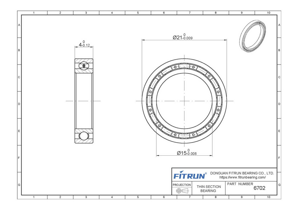 Stainless Steel Thin Section Ball Bearing S6702 drawing