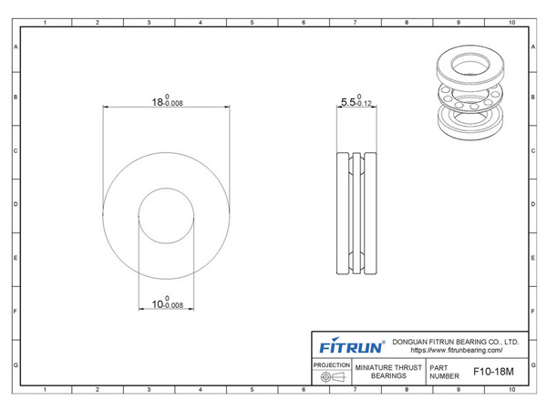 F10-18M Thrust Ball Bearing Drawing