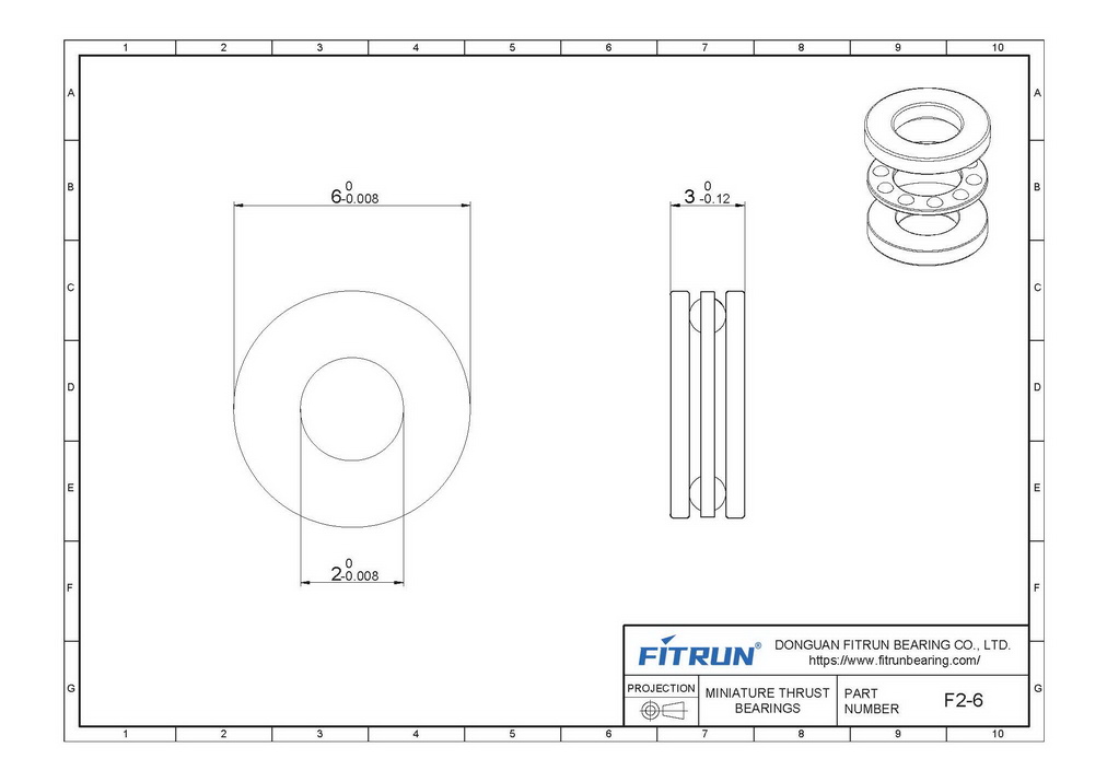 2mm Thrust Bearing F2-6 Drawing