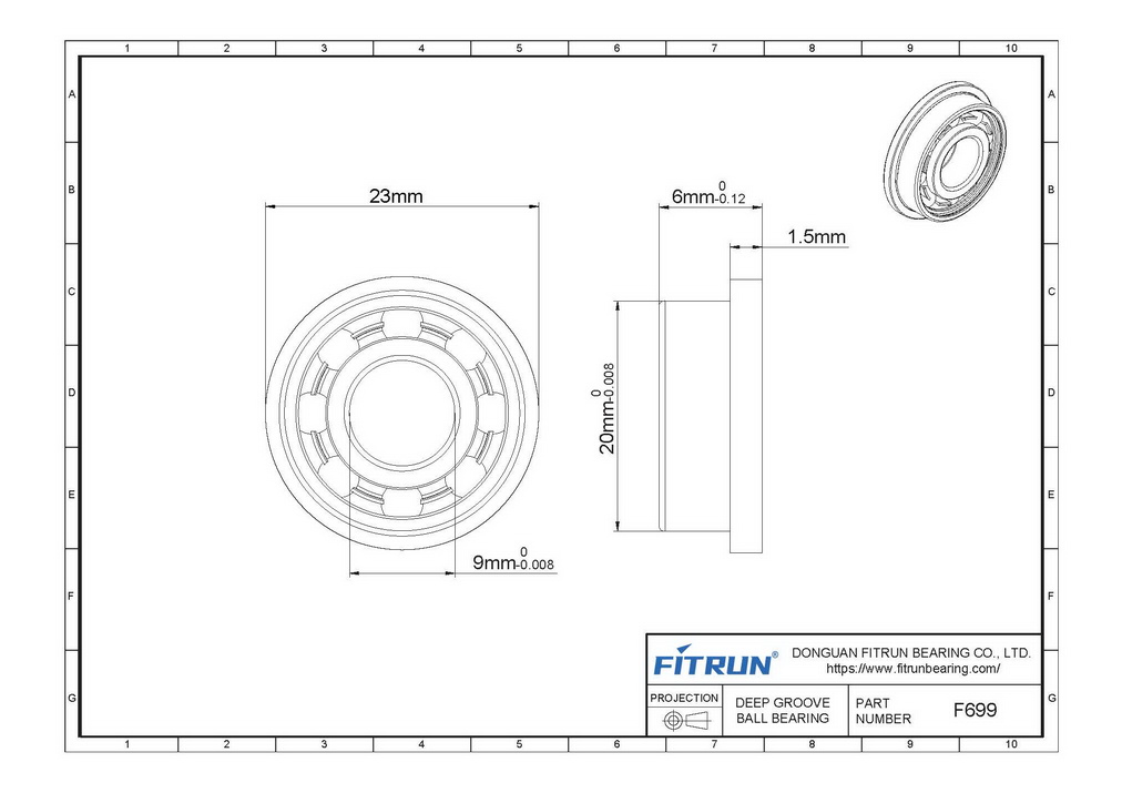 F699 flanged bearing drawing