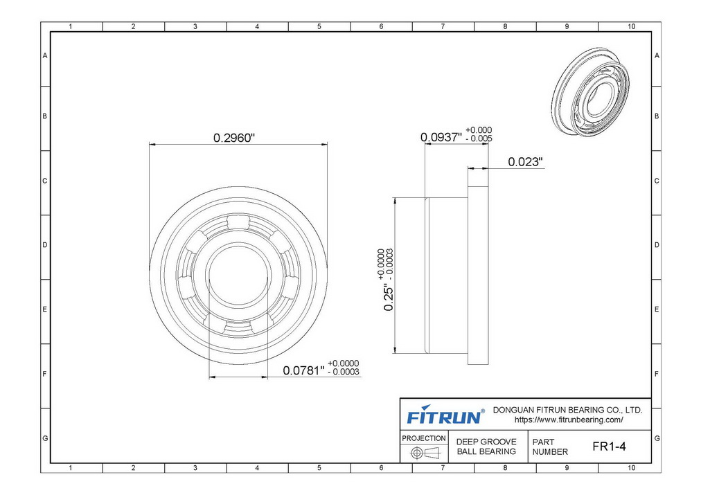 FR1-4 Inch Flanged Bearing Drawing