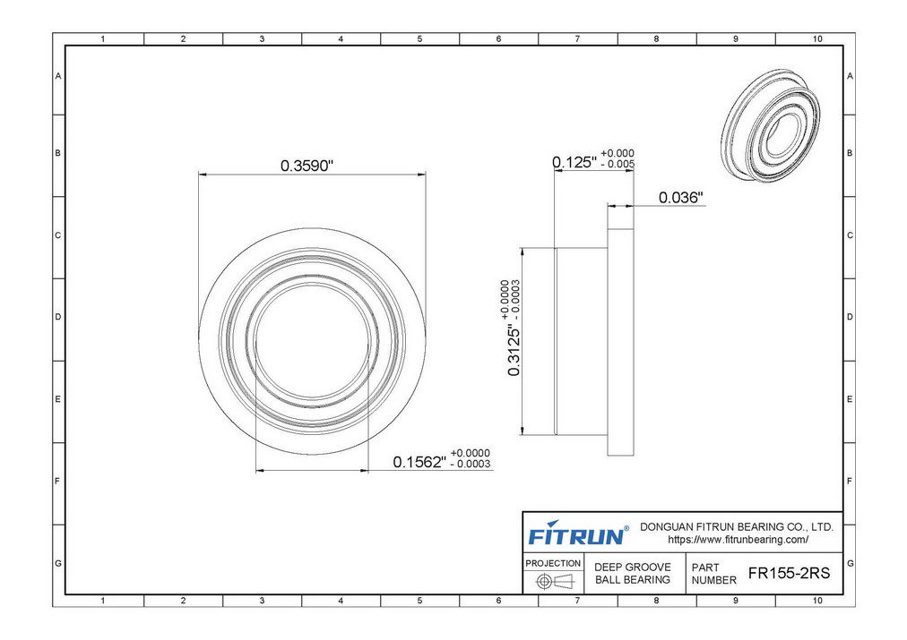 FR155-2RS Bearing Drawing