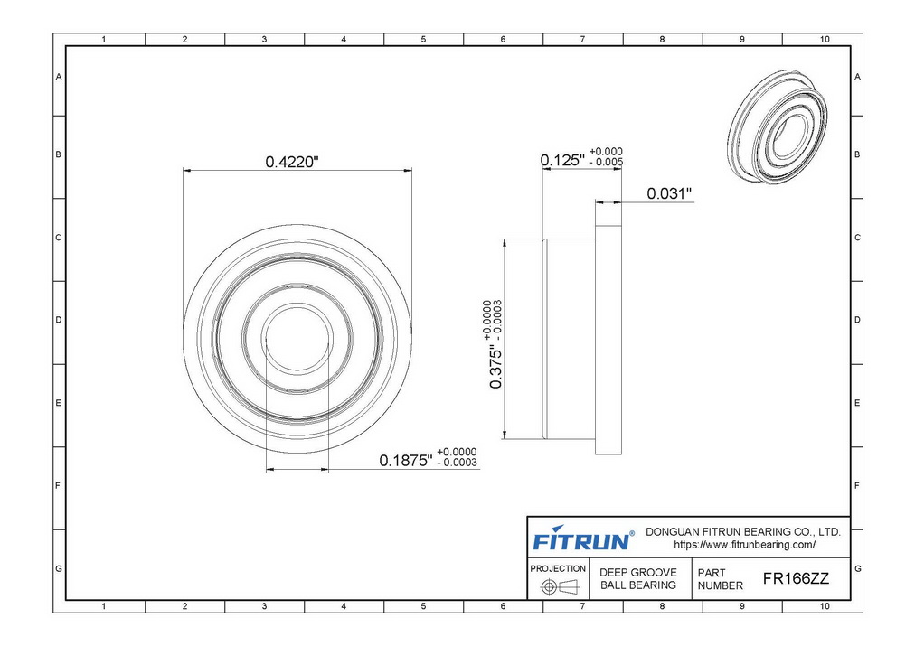 FR166ZZ bearing drawing