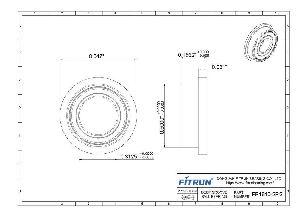 FR1810-2RS Bearing Drawing