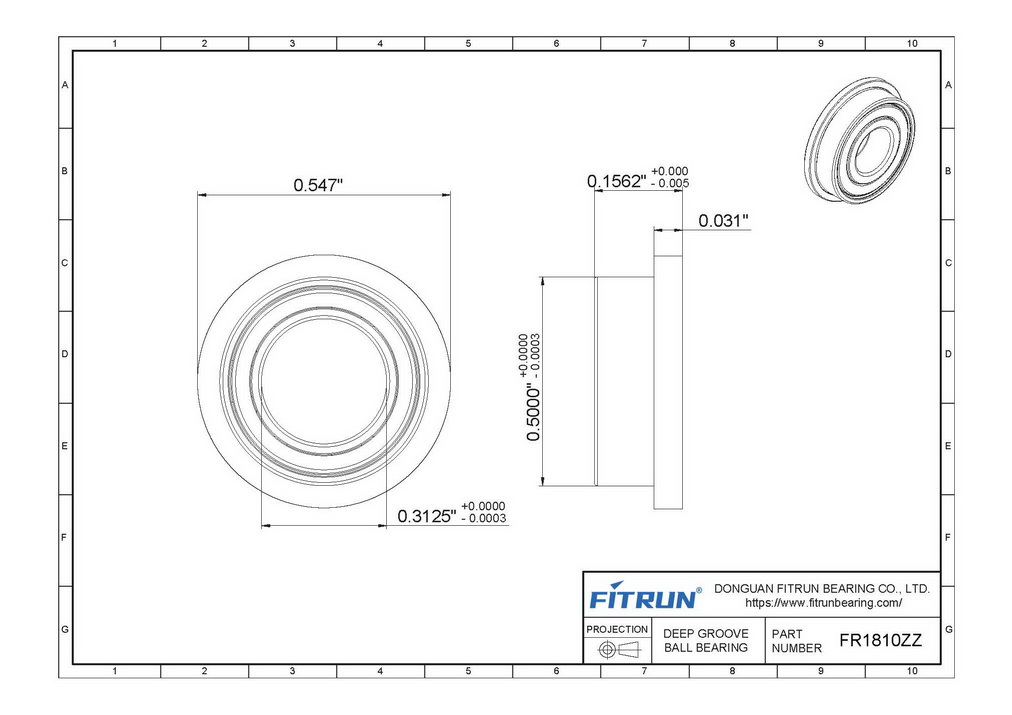 FR1810ZZ Bearing Drawing