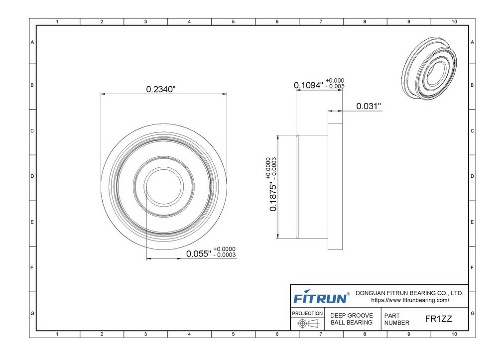 FR1ZZ Bearing Drawing