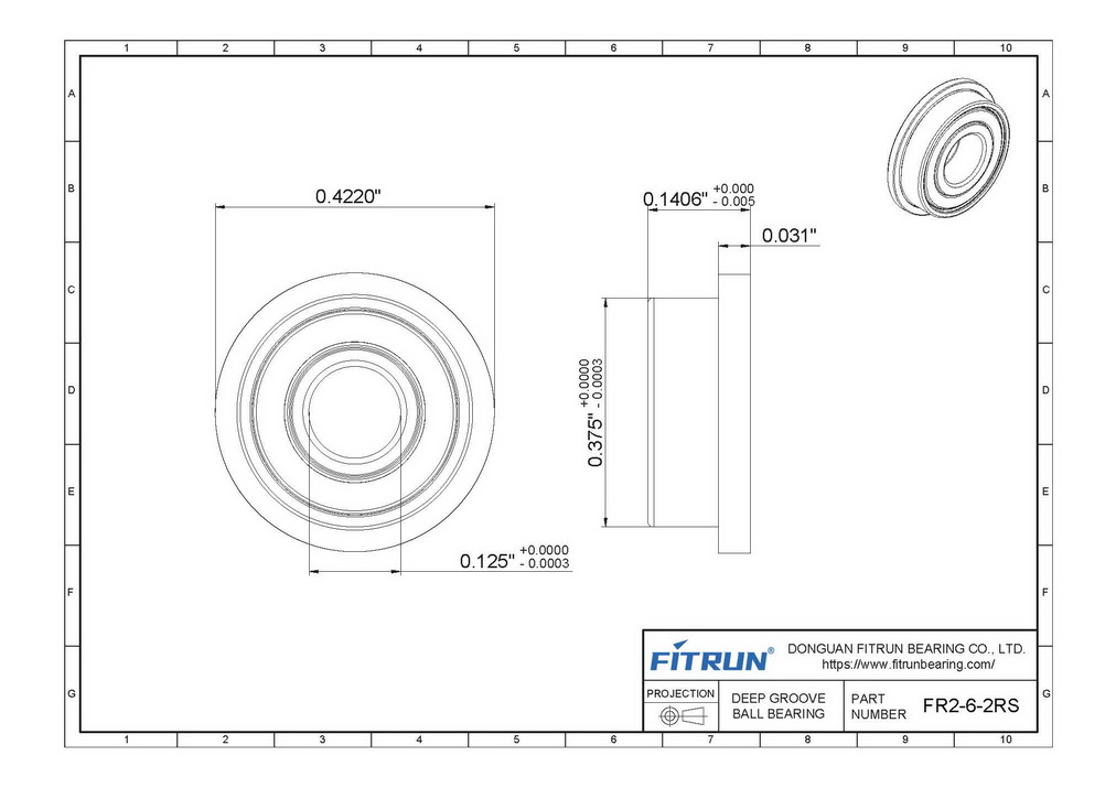 FR2-6 2R Bearing Drawing