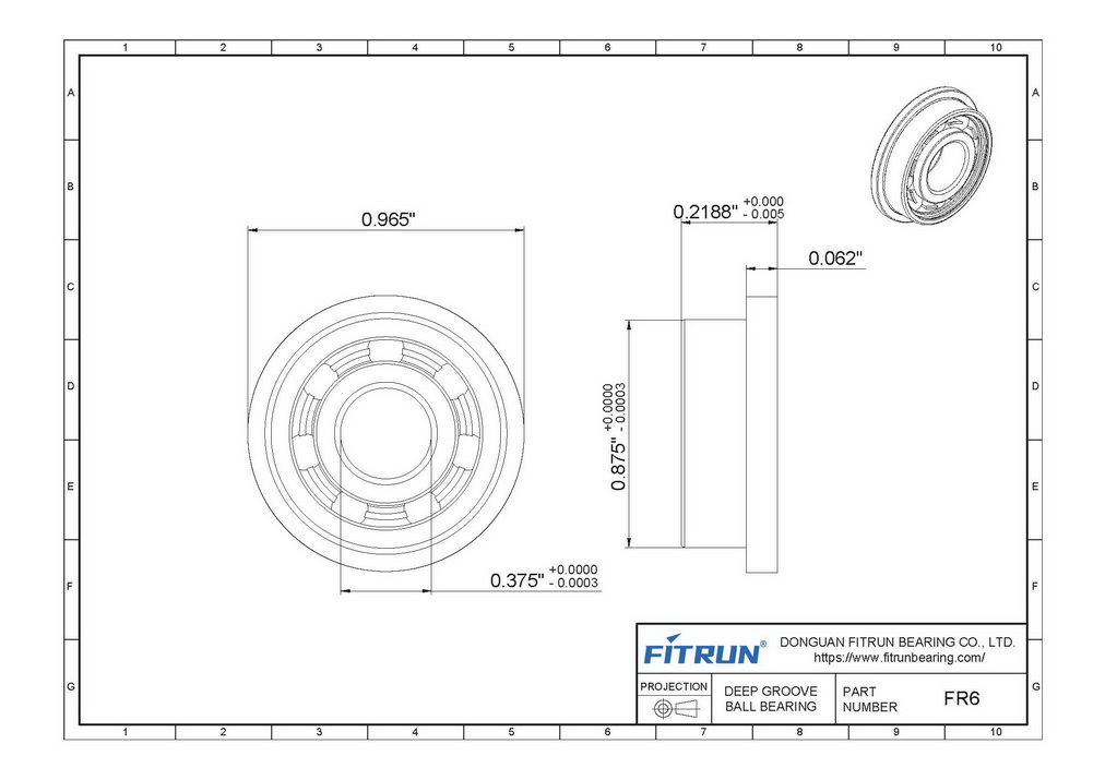 fr6 inch sizes flanged bearing drawing