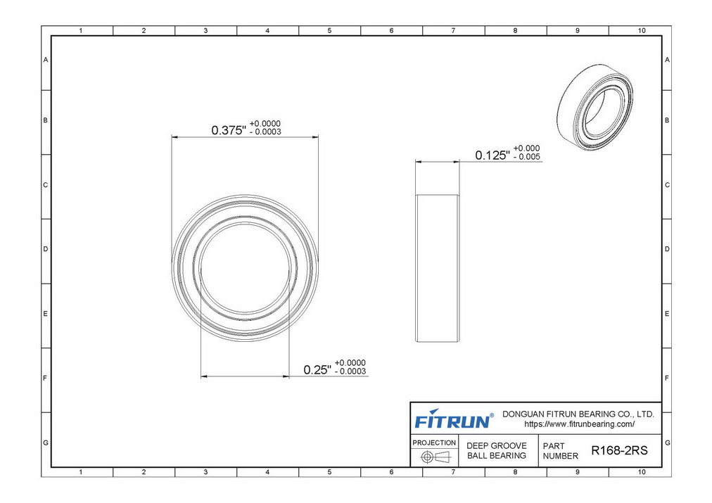 SR168-2RS Stainless Steel Ball Bearing drawing