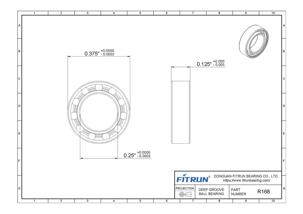 SR168 Stainless Steel Ball Bearing drawing