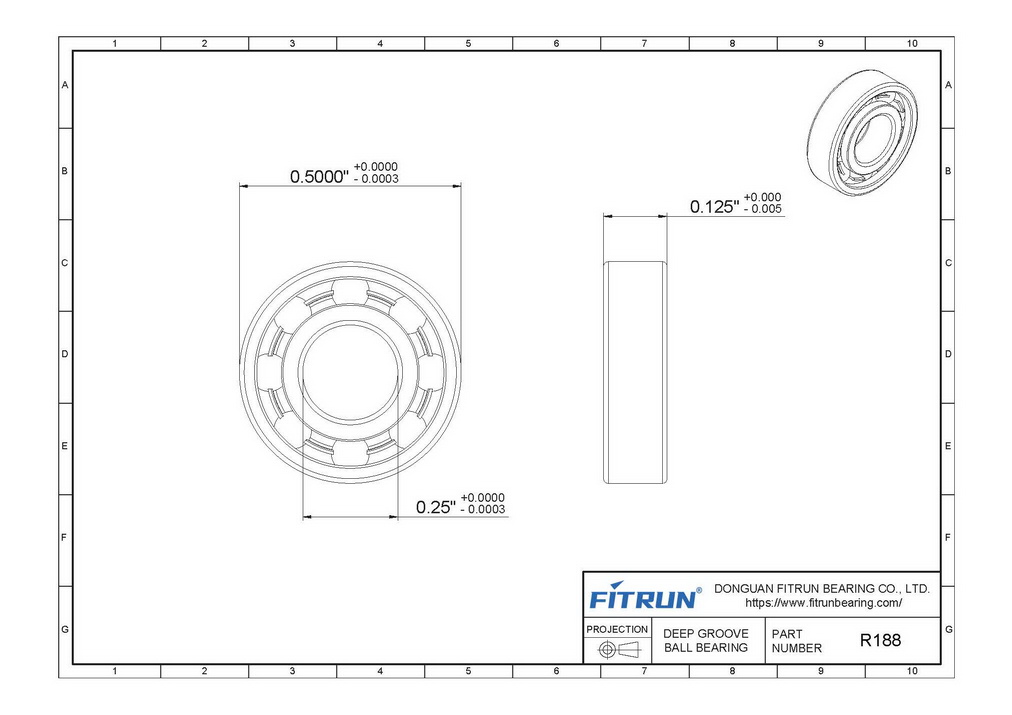 SR188 inch Stainless Steel Ball Bearing drawing