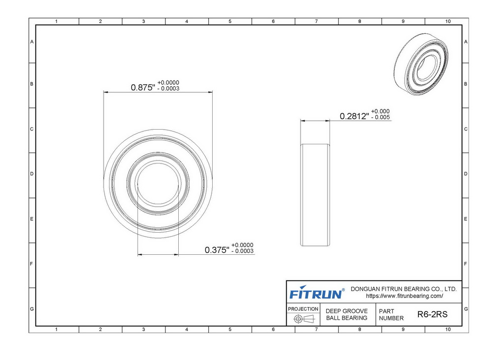 SR6-2RS stainless steel ball bearing drawing